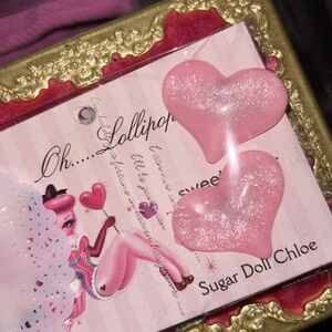 Pink heart big glitter puffy earrings oh lollipop sugar doll candy sparkle pinup